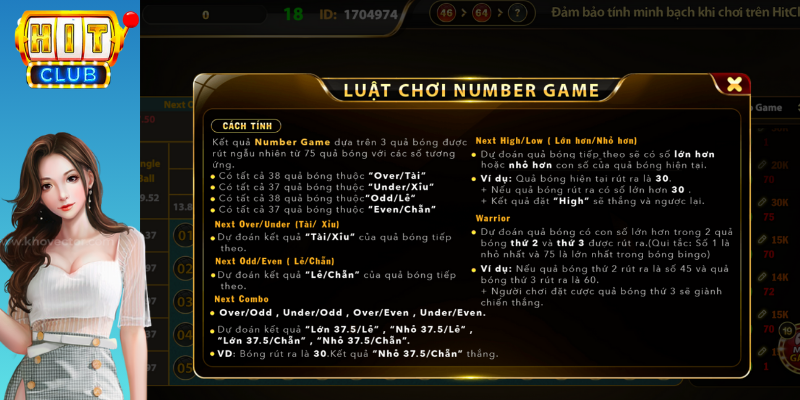 luật chơi number game hitclub