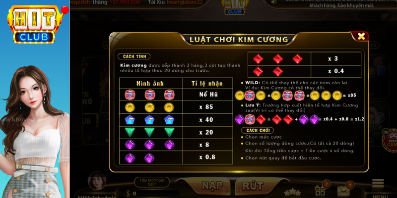 luật chơi kim cương hit club